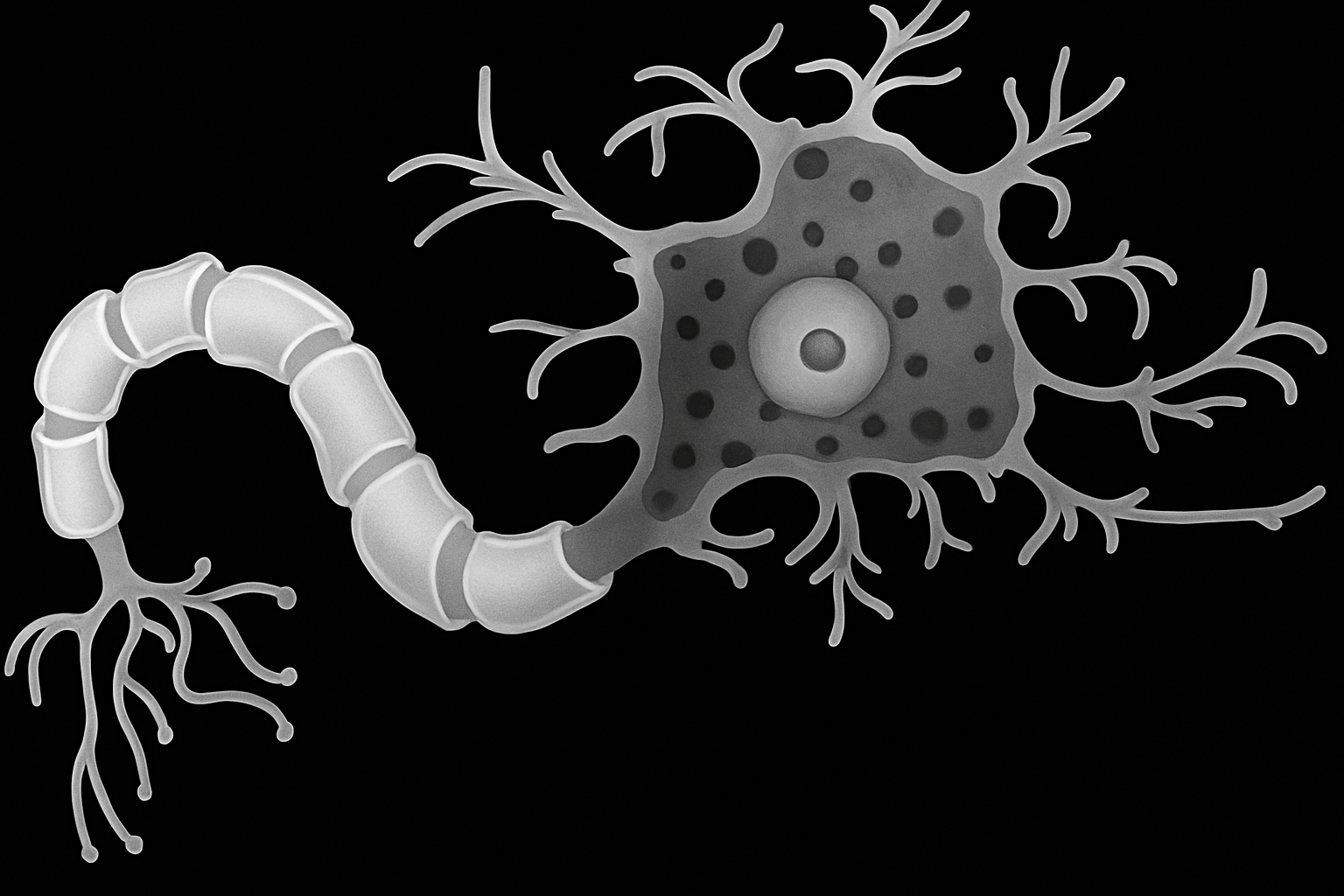 Neuron with Translucent Background Black and White
